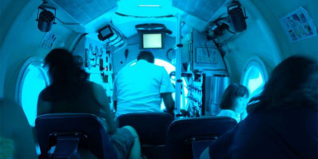 Inside blue safari submarine