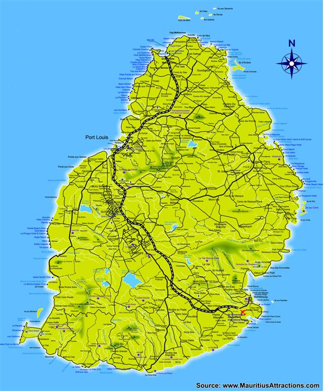 Roads Map Mauritius