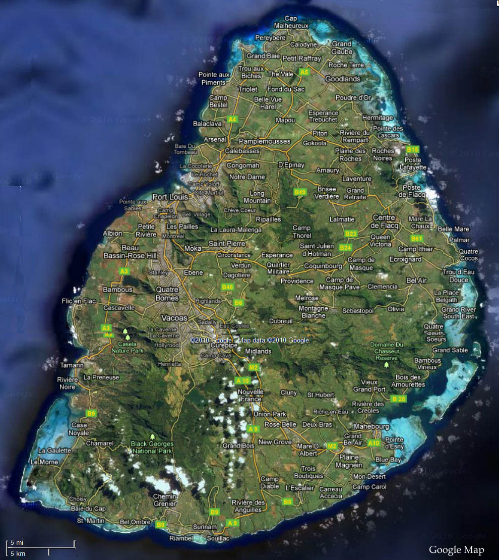 Satellite View Of Mauritius Mauritius Satellite Map - Mauritius Attractions