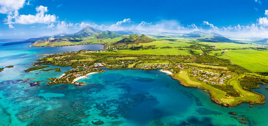Aerial view of Mauritius